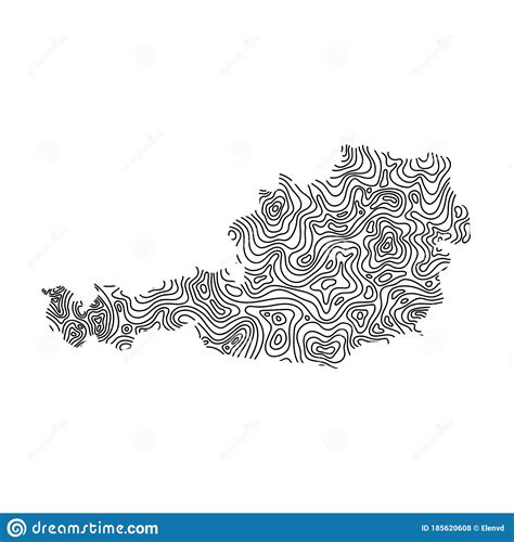 Austria Map From Black Isolines Or Level Line Geographic Topographic