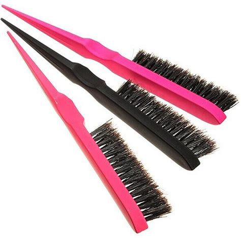 Salon Comb Hair Teasing Brush Three Row Natural Boar Bristle Hair Comb