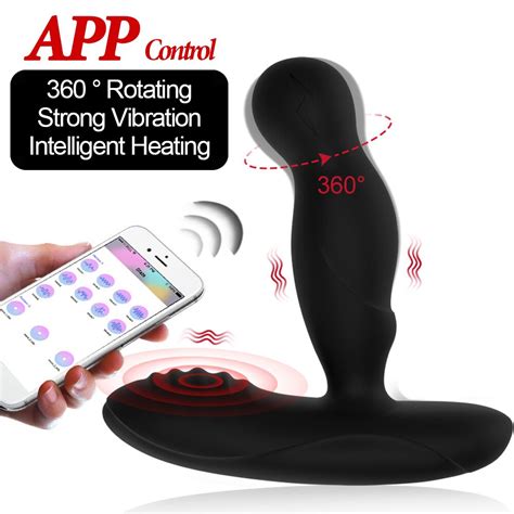 App Control 360 ° Rotating Male Prostate Massager Butt Plugs Heating