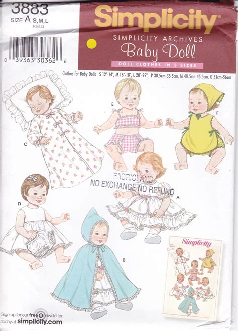 Butterick Sewing Pattern Reproduction 3883 Vintage Craft Doll Etsy