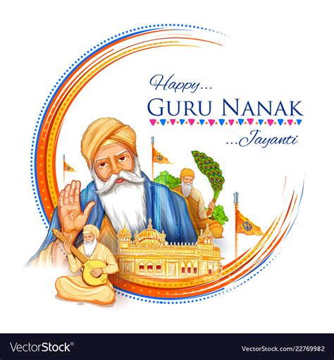 Happy Gurpurab Guru Nanak Jayanti Festival Of Vector Image