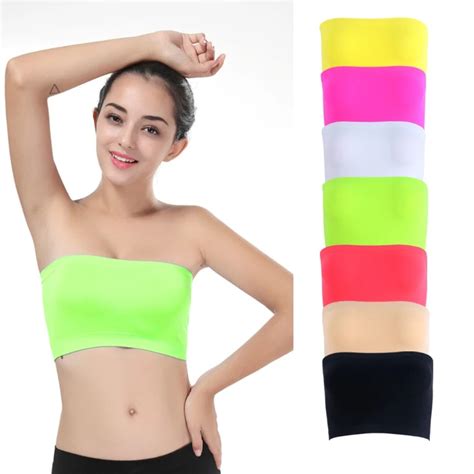Women One Piece Seamless Elastic Strapless Bandeau Bra Tube Top Bra For Summer Lady Girl One