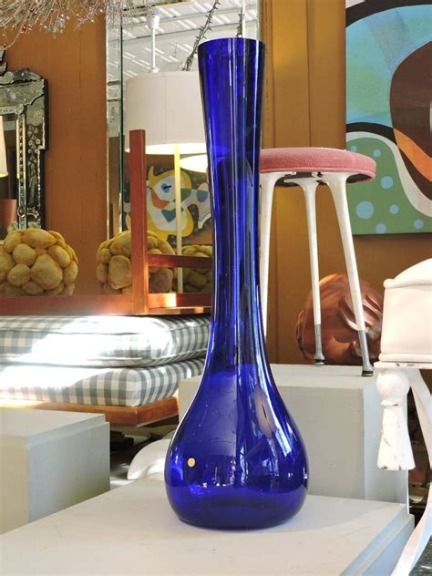 Extra Tall Cobalt Blue Swedish Glass Vase For Sale At 1stdibs