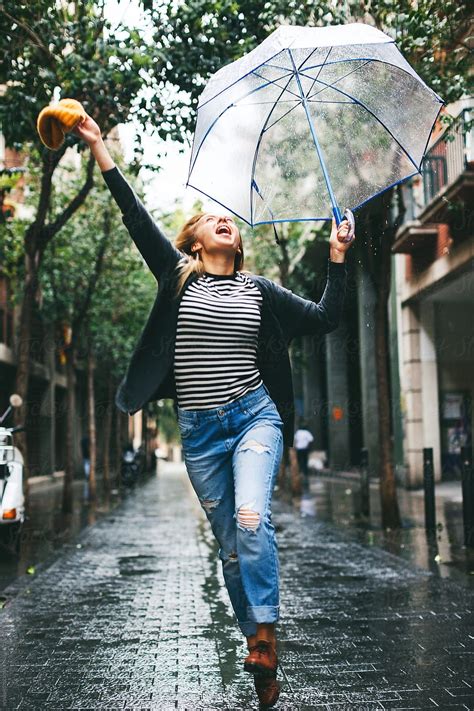 Woman Enjoying In A Rainy Day By Stocksy Contributor Bonninstudio