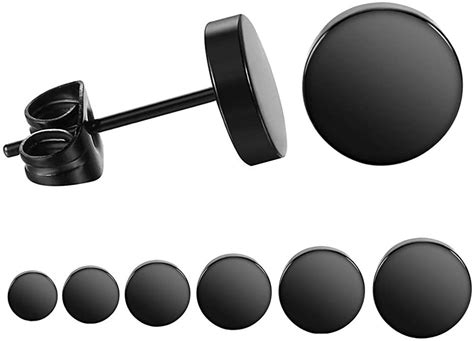 Lieblich Black Round Stud Earrings Set Stainless Steel Ear Studs For