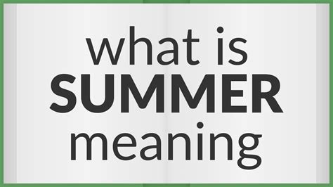 Summer Meaning Of Summer Youtube