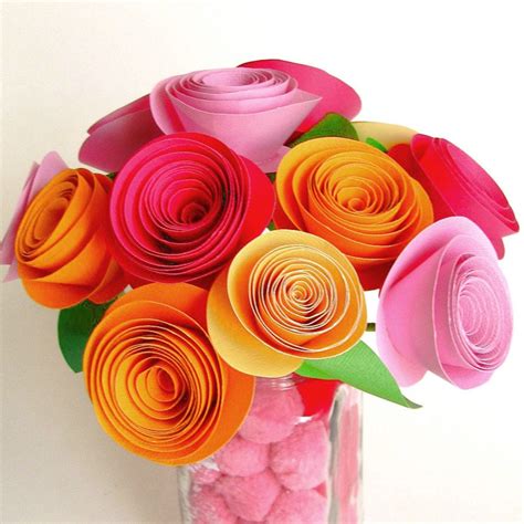 Diy Paper Flower Bouquet Pink And Orange Large Flower Kit
