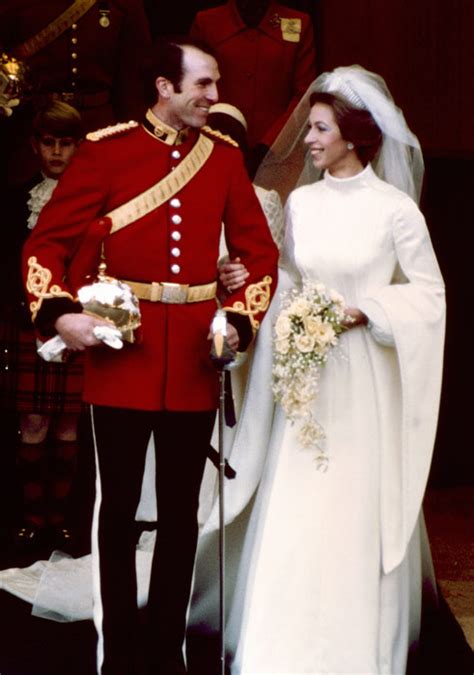 Princess anne's wedding attire looked eerily similar to hugh hefner's dressing gowncredit: Princess Anne and Mark Phillips Wedding - Photo 13
