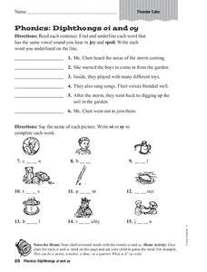 Digraphs can be difficult, especially for english language learners, but they can also be a lot of fun! Phonics: Diphthongs oi and oy Worksheet for 3rd Grade | Lesson Planet