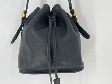 Vintage Coach Black Leather Lulas Legacy Drawstring Shoulder Bag Made
