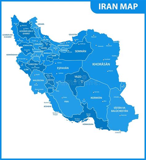 The Detailed Map Of Iran With Regions Or States And Cities Capital Administrative Division
