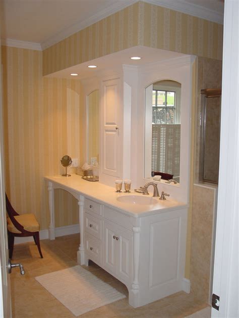 The bathroom is associated with the weekday morning rush, but it doesn't have to be. Bathroom Vanity & Makeup Area - Traditional - Bathroom ...