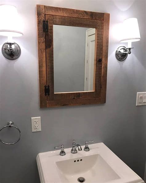 Bathroom medicine cabinets mirrors recessed. rustic Recessed barn wood Medicine cabinet with mirror ...