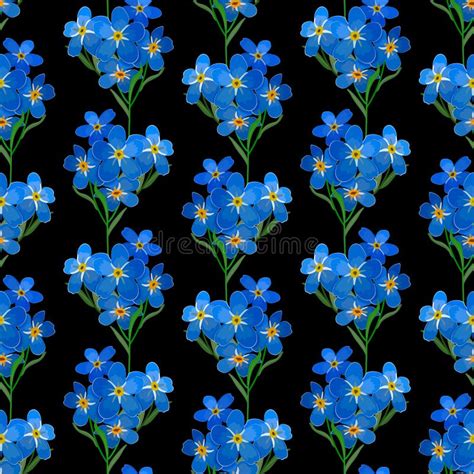 Seamless Pattern Of Blue Forget Me Not Flowers Stock Vector