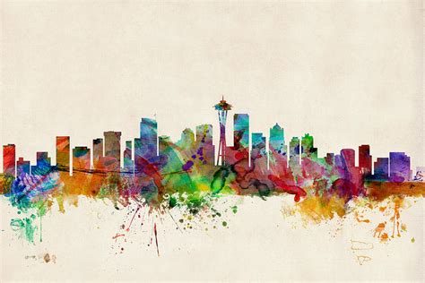 Seattle Washington Skyline Digital Art By Michael Tompsett Pixels