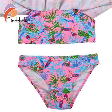 Andzhelika Childrens Swimwear 2020 Summer Girls Bikinis Set Print Two