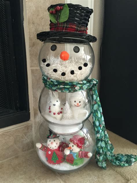 Christmas Fishbowl Snowman Diy Christmas Ornaments Pinterest