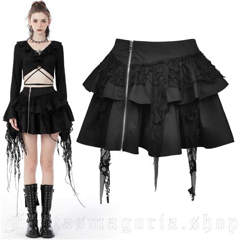 Women`s Romantic Gothic Ruffled Mini Skirt