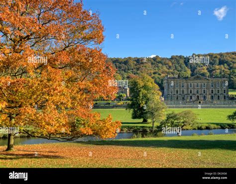 Chatsworth House In Autumn The Peak District Derbyshire England Uk