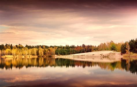 Wallpaper Autumn Leaves Trees Landscape Nature Lake Reflection