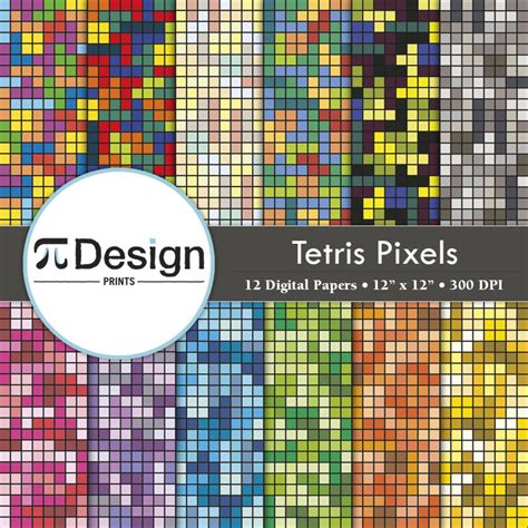 Tetris Pixels Inspired 12 X 12 Paper Pack Of 12 Etsy