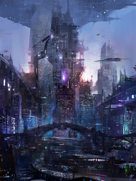 Leisure Owl Futuristic City Fantasy City Cyberpunk City