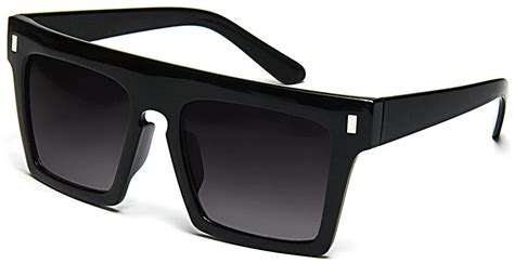 Tantino Flat Top Sunglasses Retro Designer Square Gradient Lens Black