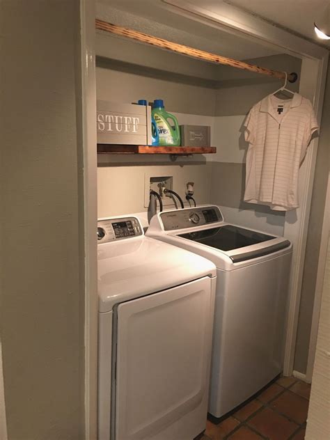 Also to display cute things. Top Laundry Room Ideas Shelf With Hanging Rod #laundry # ...