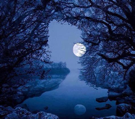 Mystic Night Moon Graphy Beauty Sky Blue Landscape Hd Wallpaper