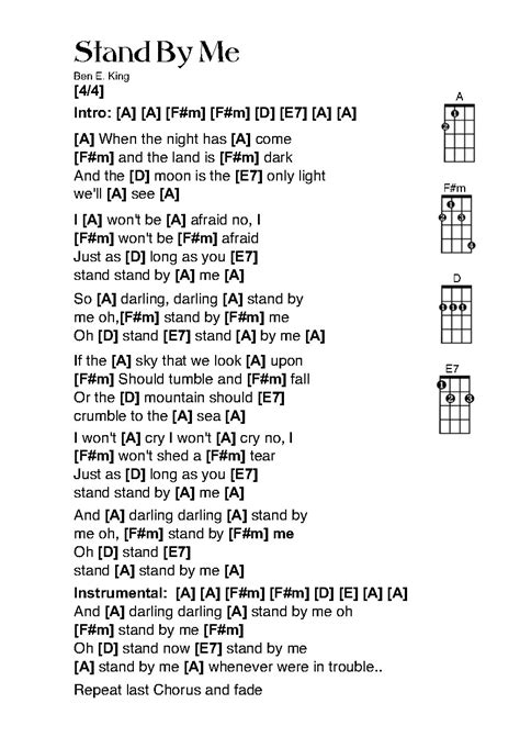 Ukulele Chords Stand By Me By Ben E King Guitar Chords For Songs