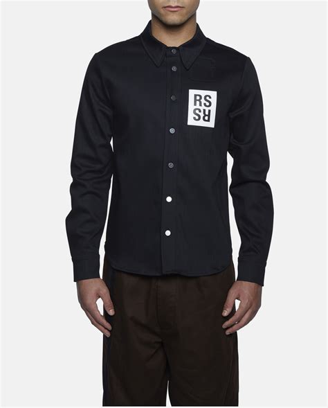 Lyst Raf Simons Black Slim Fit Washed Jean Shirt In Black For Men