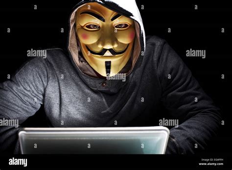 Portrait Of Hacker With Mask Stock Photo Alamy