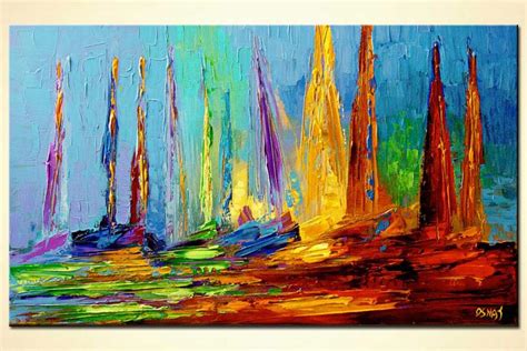 Painting For Sale Colorful Sail Boats On Sea 6981
