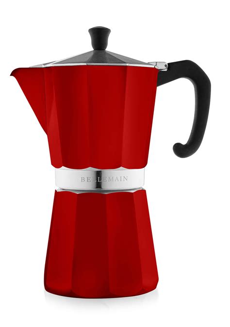 Bellemain Stovetop Espresso Maker Moka Pot Red 12 Cup