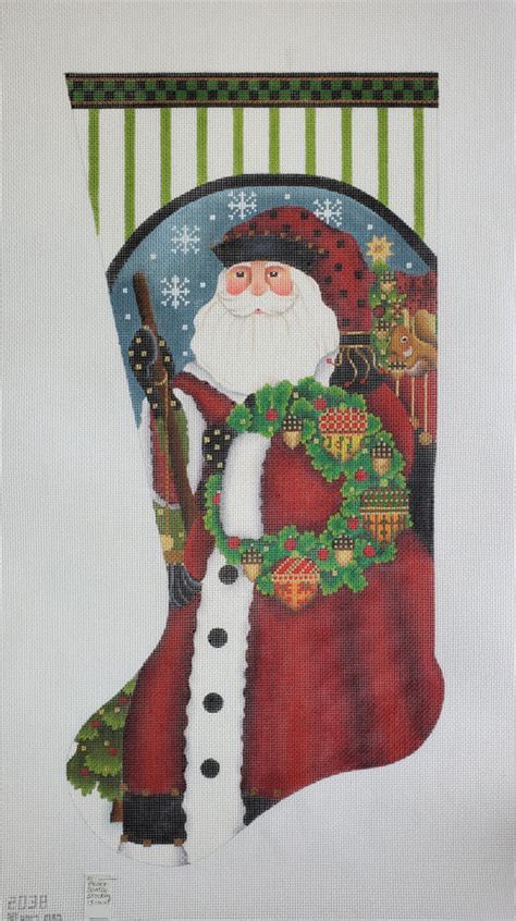 fancy acorn santa stocking melissa shirley design needlepoint 2038