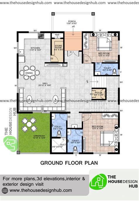 Bhk House Plan With Column Layout Dwg File In South Facing