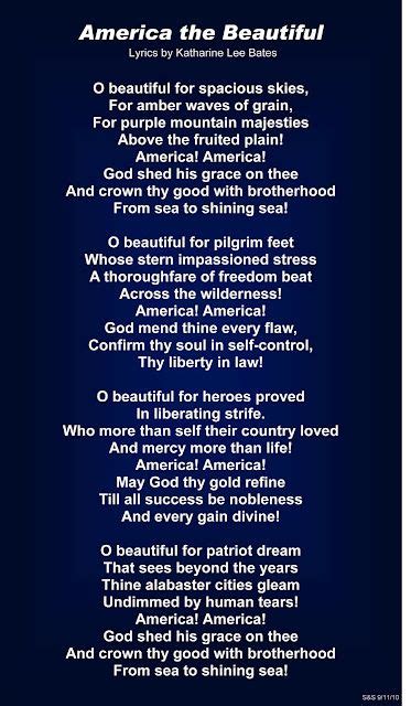 America The Beautiful Lyrics Printable