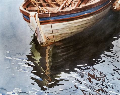Original Watercolor Painting Reflections 36x48 Cm Etsy