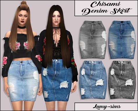 Chisami Denim Skirt Lumy Sims Ts4 Clothes Sims 4 Clothes Sims 4