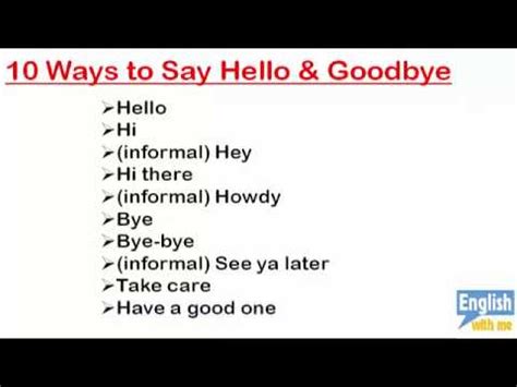 English Phrases For Conversation Ways To Say Hello And Goodbye