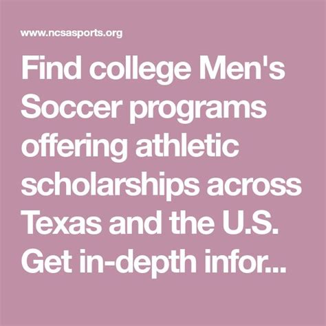 Find College Men S Soccer Programs Offering Athletic Scholarships Across Texas And The U S Get