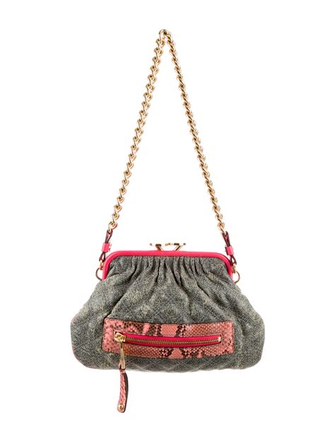 Marc Jacobs Python Trimmed Stam Bag Grey Shoulder Bags Handbags