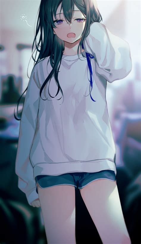 Achiki Ichinose Uruha Lupinus Virtual Games Vspo Highres 1girl Black Hair Blue Shorts