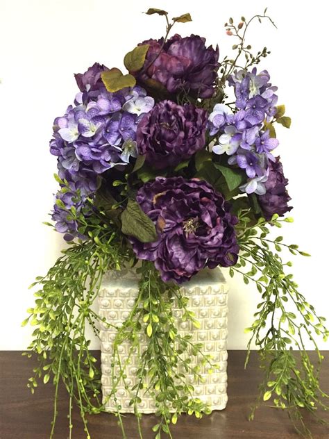 We understand that real flowers can easily devour your entire decoration budget. Tall Floral Arrangement Modern Centerpiece Large Purple ...