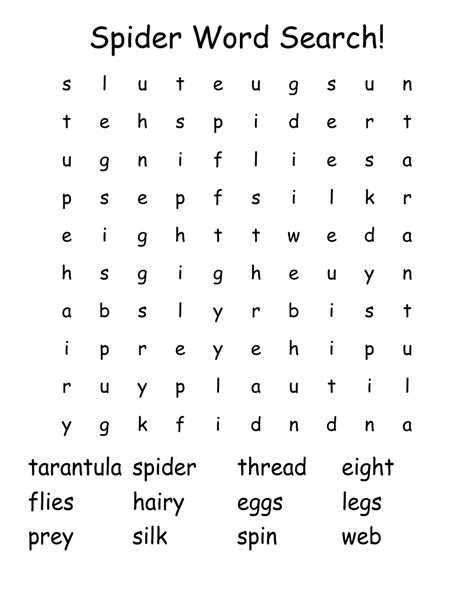 Spider Word Search Wordmint