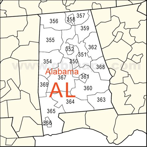 Printable Alabama Zip Code Map