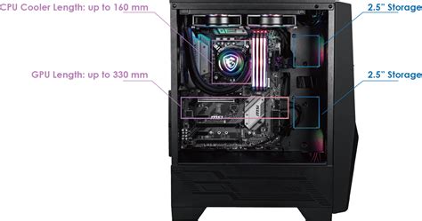 Msi Mag Forge 100r Mid Tower Pc Case Black Optimized Air Flow Easy