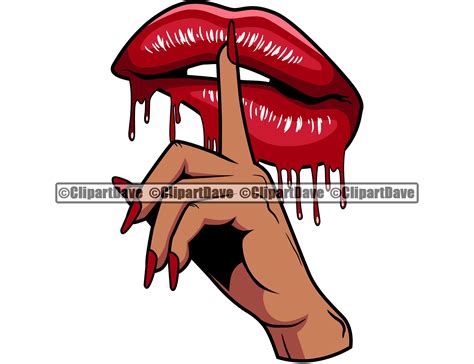 Sexy Lips Dripping Shh Finger Gesture SVG Design Mouth Drip Etsy