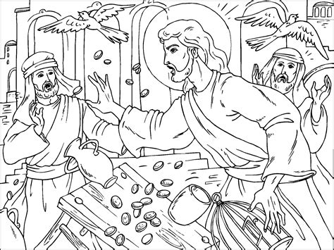 Jesus Cleansing The Temple Coloring Page Coloring Pages