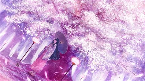 Hd Wallpaper Anime Girl Kimono Parasol Wallpaper Flare